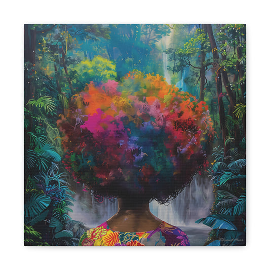 Canvas Wall Art - Colorful Gallery Wrap: Afro Bloom